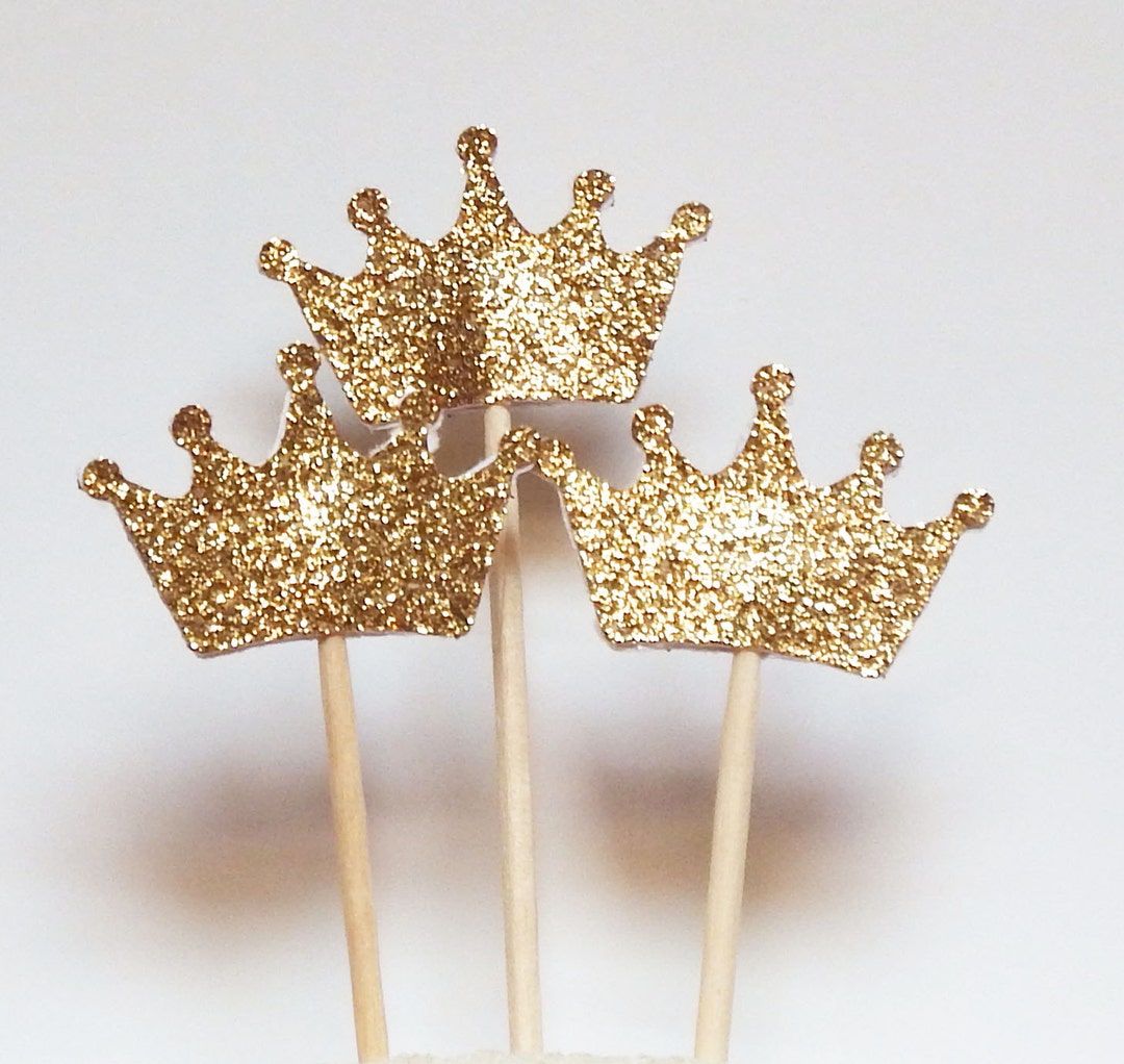 24 Gold Crown Cupcake Toppers,wedding Picks,party Picks,food Picks - Etsy