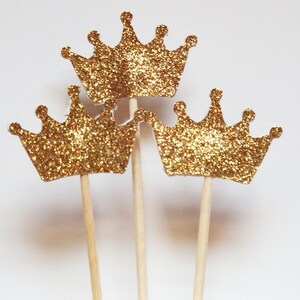 Gold Glitter Crown Cupcake Toppers: Party & Wedding Picks - Etsy