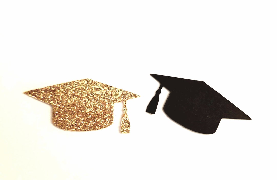 Gold Glitter Graduation Cap Confetti: Party Decor (50 Count)