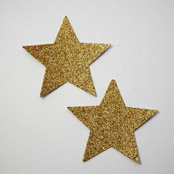 25 Gold Glitter Stars,Twinkle Little Star,Embellishments,Confetti,Die Cut