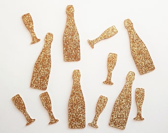 Gold Glitter Champagne Confetti: Bubbly Bar Decor