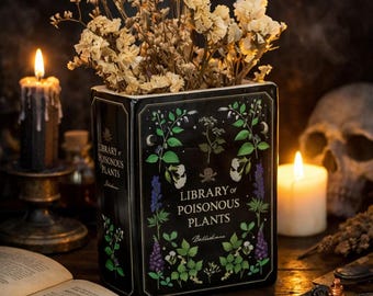 Ceramiczny wazon botaniczny Grimoire – rośliny trujące, mistyczny gotycki wystrój domu