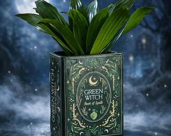 Vase - Green Witch Spellbook Ceramic Vase – Whimsical Literary Home Decor Accent