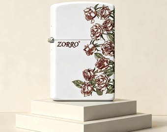 Encendedores Zorro impresos a mano, de metal con diseño floral de rosa roja vintage, para completar la colección a prueba de viento como regalo para ella.