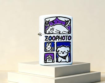 Encendedores Zorro impresos a mano ZOOPHOTO lindo marco de animales del zoológico diseñado en metal para completar la colección a prueba de viento como regalo para ella