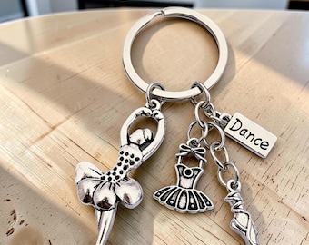 Ballerina Keychain, Dance Lover Gift, Ballet Dancer Key Ring, Ballet Shoe Charm, Dance Teacher Gift, Recital Gift, Dancer Accessories