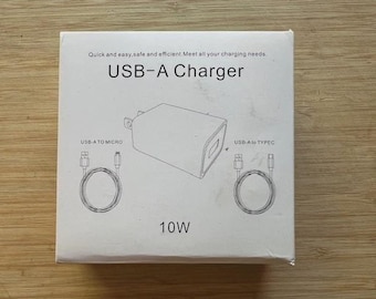 USB-A Charger To Micro and Type C 10W For Cell Phones and Tablets