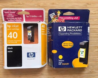 TWO Genuine HP 40 51640 Cartridges: Black, Yellow