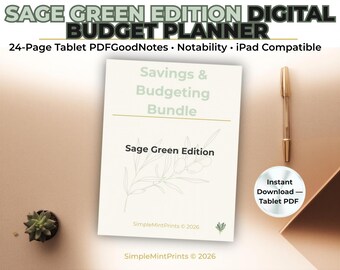 Weekly Budget Planner, Sage Green Digital PDF for GoodNotes and Android
