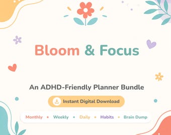 ADHD Planner Bundle | Printable & Digital | Undated