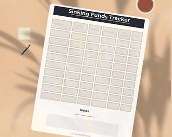 Navy Sinking, Minimalist Funds Tracker | PDF Printable, A5 Budget Insert, Savings Categories Sheet