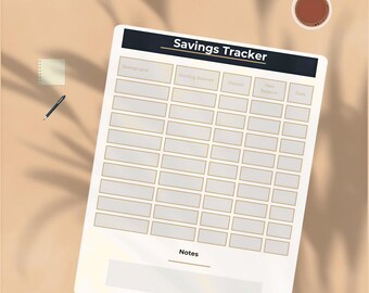 Minimalist Savings Tracker, A5 Printable PDF, Bold Navy Header, Deposit Log (Digital Download)
