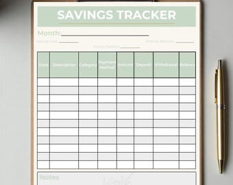 Sage Savings Tracker, Minimalist Budget Goal Sheet (Printable PDF, A5/A4/US Letter)