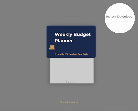 A5 Navy Weekly, Minimalist Budget Planner PDF - Finance Tracker, Single-Page | Insert, Printable
