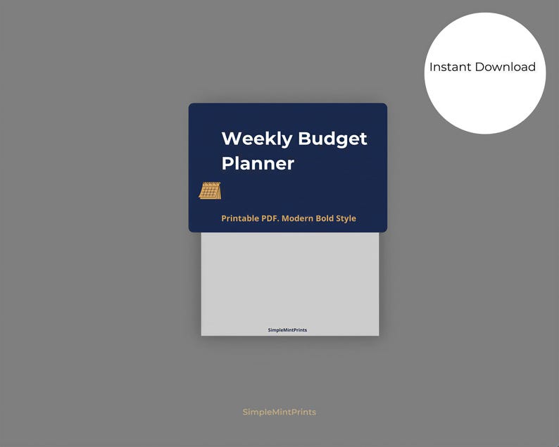 a blue and white planner with the text weekly budget planner