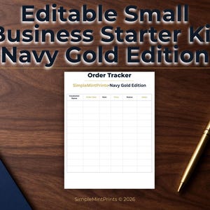Paquete de formularios de negocios en azul marino y dorado, kit editable de Canva (Carta EE. UU.)