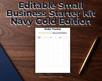 Navy Gold Business Forms Bundle, Editable Canva Kit (US Letter)