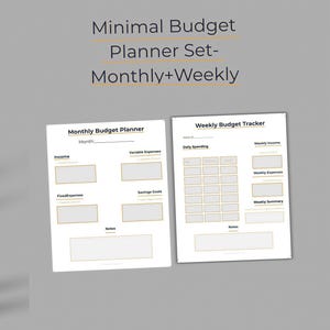 Navy Budget Planner Set, Monthly Weekly Sheets, Minimalist Finance Printable PDF