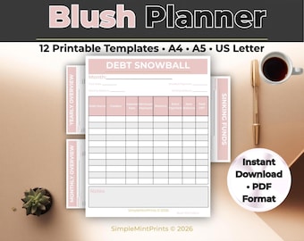 Blush Budget Kit, Minimalist Finance Printables | PDF Templates | A4, A5, US Letter, Bill Tracker