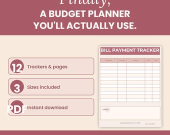 Rose Gold Budget Planner Bundle, Minimalist Finance Kit (Printable PDF, A5/A4/US Letter)