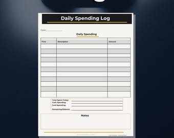Minimalist Charcoal Spending Tracker, A4 Expense Log (PDF Printable)