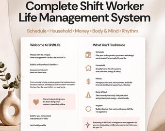 Shift Worker Planner, Printable Hyperlinked Digital Download with Sleep and Paycheck Tracking