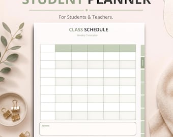 Undated Student Planner PDF – Printable Academic Planner with Class Schedule, Homework and Grade Tracker