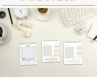 Sage Green Spending Log Printable, Daily Weekly Monthly Expense Tracker Set, Minimalist Budget PDF