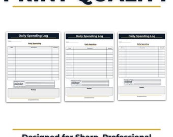 Daily Spending Log Bundle • Charcoal Budget Tracker • A5, A4, US Letter Printable