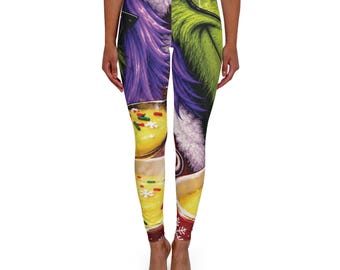 Grinch Face Leggings | Christmas Holiday Character Leggings