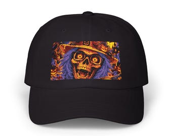 Grinning Skeleton Portrait Dad Cap | Halloween Skull Embroidered Hat