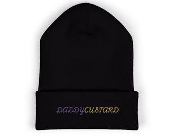 Daddy Vaporwave Embroidered Beanie | Cuffed Knit Hat