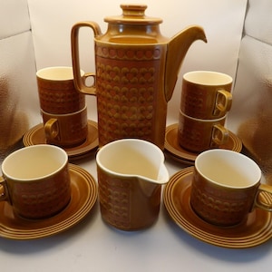 Vintage Hornsea Saffron Coffee Set Coffee pot, 6 cups/saucers milk jug