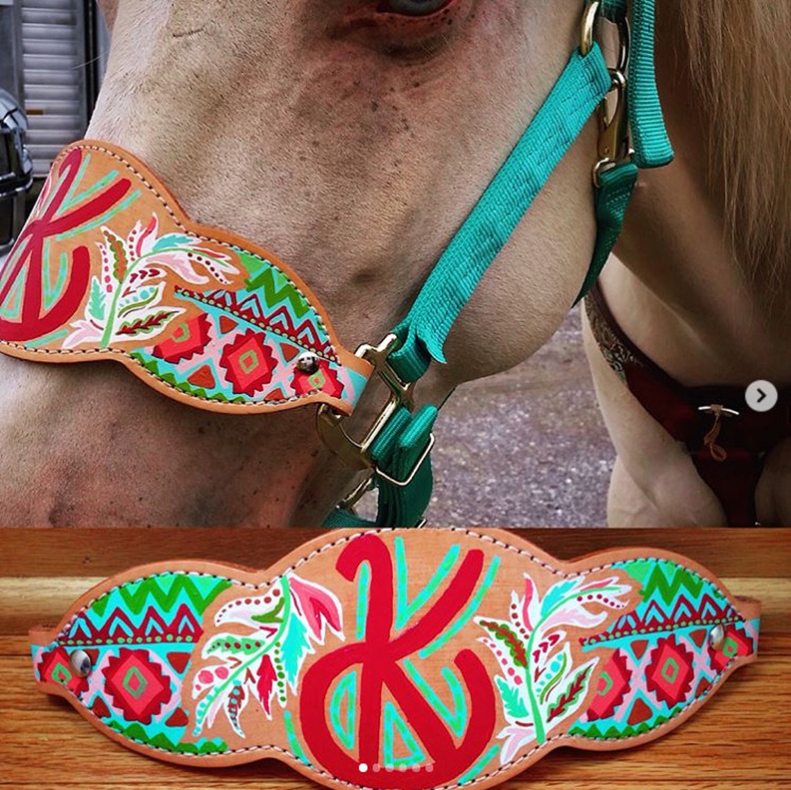 Custom Painted Bronc Noseband Horse Halter Etsy