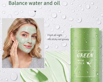Stick di maschera viso al tè verde biologico, maschera all'argilla per una pulizia profonda, trattamento per minimizzare i pori, maschera viso idratante, regalo per la cura di sé per lei