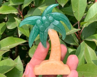 Natural Aventurine Palm Tree with Sunstone Trunk, Abundance Healing Altar Crystal Decor