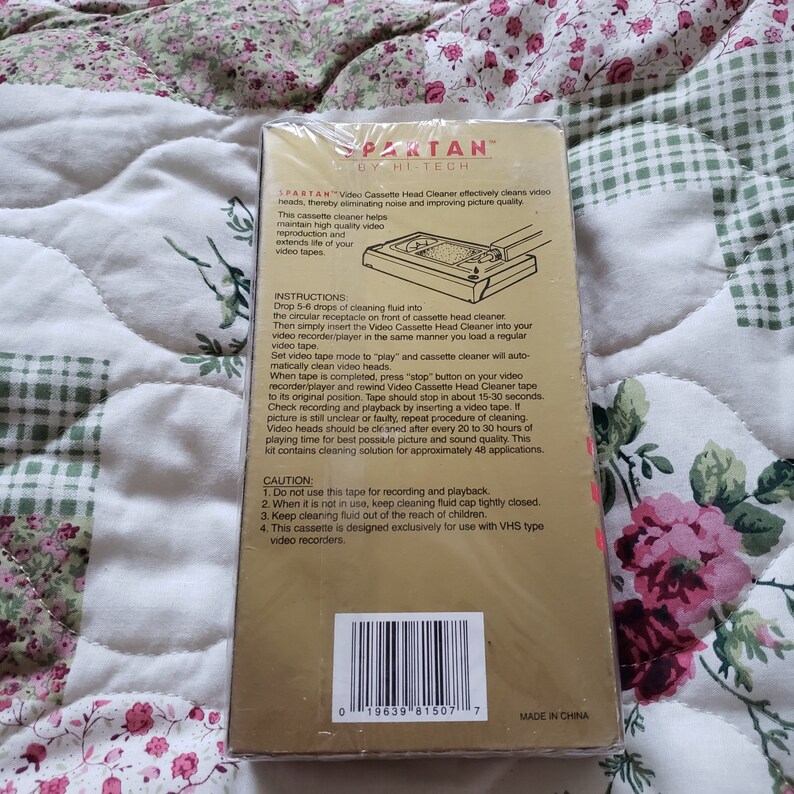 Spartan HC-8V VCR VHS Player Head Cleaner Tape Cassette New Sealed