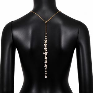 Rückenfreies Kleid Körper Kette Halskette, Crystal Vine Back Drop oder Minimal Lariat, Leichter Anlaufbeständiger Schmuck für Party Urlaub B