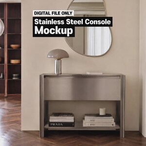 Stainless Steel Console Table Mockup Bundle, Luxury Interior Stock Photos (8 JPG)