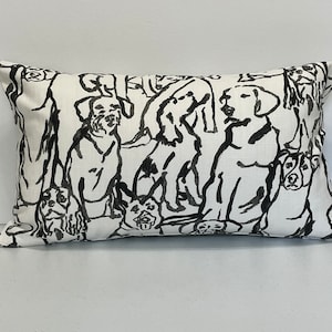 Black and White Dog Print Pillow Cover