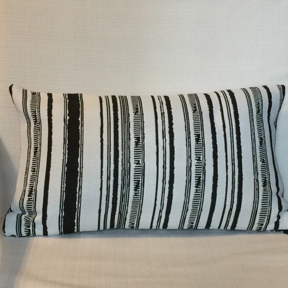 Black and White Striped Indoor/outdoor Lumbar Pillow Cover Etsy