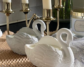 A Ceramic Swan With a Gold Crown, an Opening Would Allow Paint