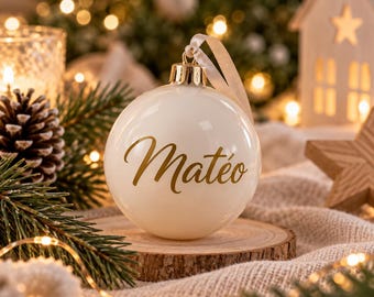 Boule de Noël personnalisée prénom – Décoration sapin personnalisée – Cadeau de Noël – Boule prénom