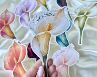 Calla Lily Place Cards | Die Cut Floral | Custom Wedding & Event