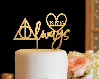 Harry Potter Wedding Cake Topper, Always Wedding Cake Topper, Custom Wedding Cake Topper, Harry Potter Topper for Wedding Cake, Gold Topper