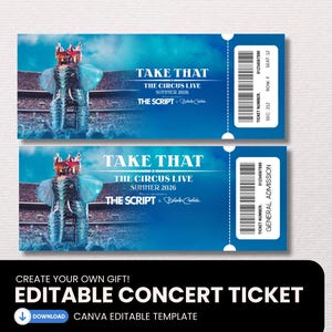 Take That Ticket, Circus Live - Instant Download - Printable and Editable Canva Template