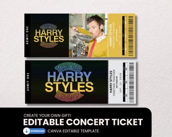 Harry Styles „Together, Together“-Welttournee – Konzertticket – Sofort-Download – Druckbare und bearbeitbare Canva-Vorlage