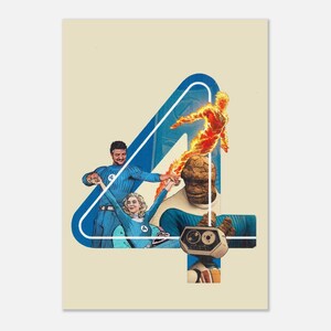 Poster dei Fantastici Quattro / Decorazione murale Marvel / Stampa di supereroi in stile retrò / I primi passi dei Fantastici Quattro