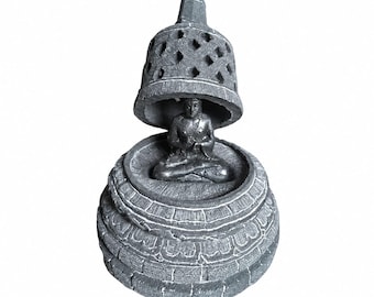 ボロブドゥール仏塔のミニチュア像 – 手作りの仏像寺院装飾 – サイズM 8x8x11cm