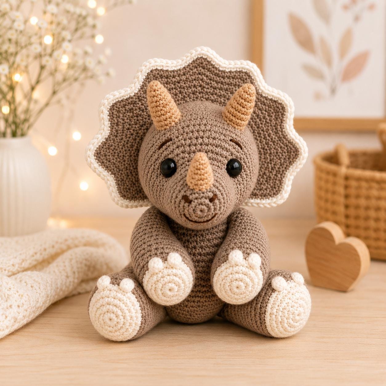 アクセサリー TETSU DIY Triceratops Crochet Pattern PDF, Dinosaur Amigurumi Pattern, Dino